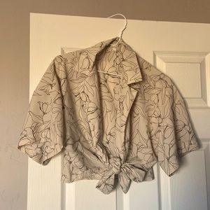 Hawaiian shirt style cropped swimsuit cover up!